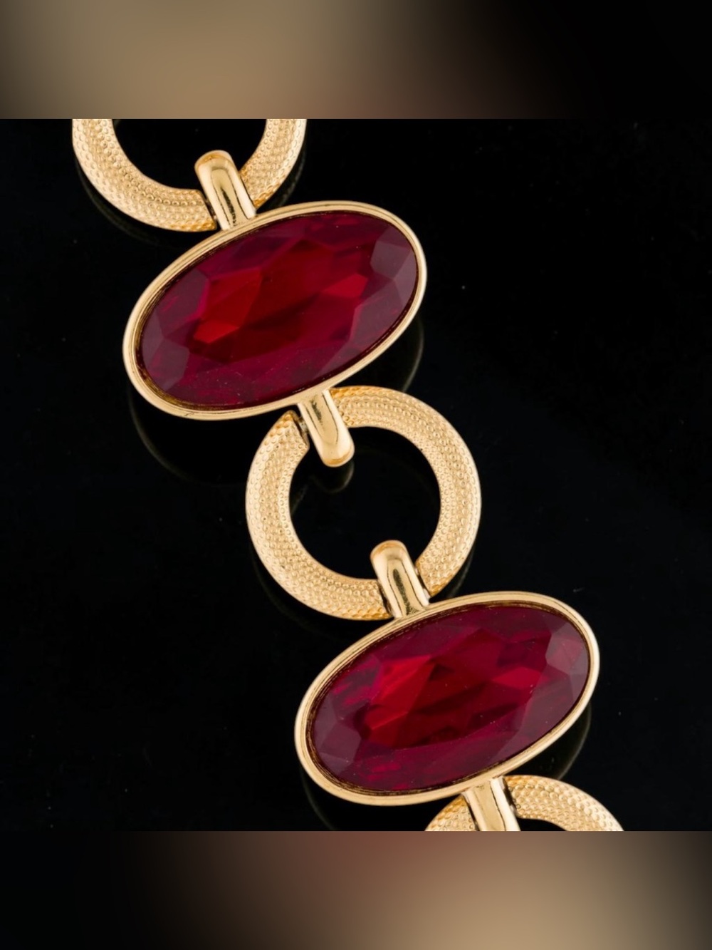 Yves Saint Laurent Gold-Tone Bracelet with Red Oval Stones - Picture 5 of 10